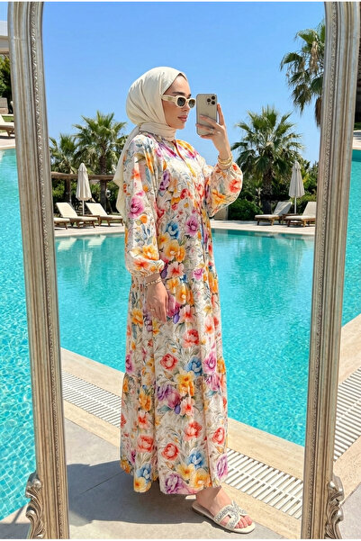 Kirazca Butik KadınKat Kat Etekli Uzun Yazlık Elbise