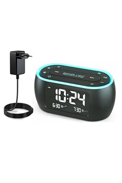 Choice1 ساعة منبه أوروبية صغيرة مع راديو لغرف النوم، مع إضاءة ليلية بـ7 ألوان...