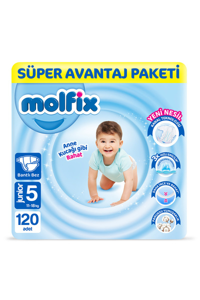 Molfix Kanal Teknolojisi Süper Avantaj Paketi 5 Beden Junior 120 Adet
