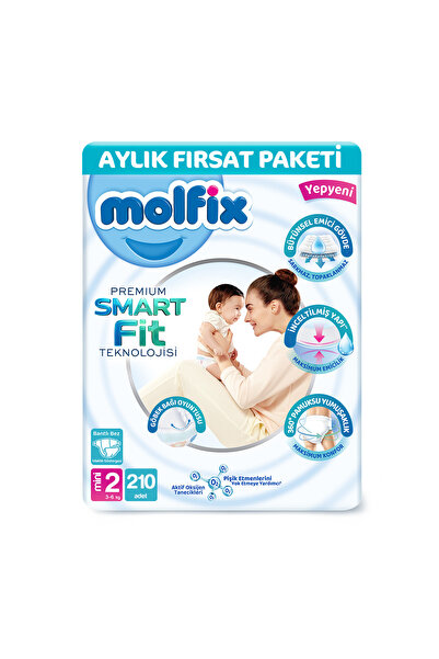 Molfix Premium Smart Fit Aylık Fırsat Paketi 2 Beden Mini 210 Adet