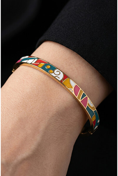 Modacaprea Steel Colored Enamel Women's Handcuff Bracelet – 18 cm Handcuff Br...