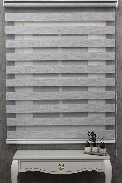 TREND STOR PERDE Kidmex Ithal Bambu Açık Gri Bambu Stor Zebra Perde Etek Dili...