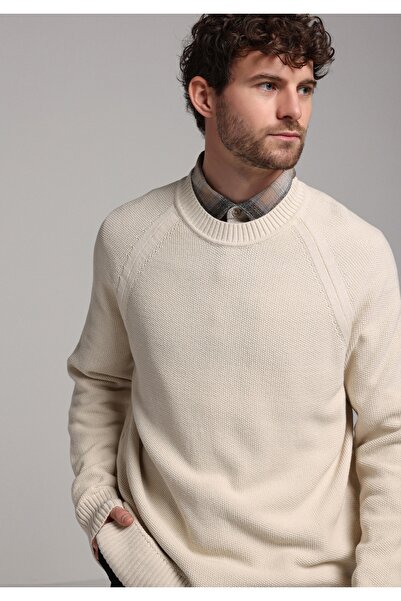 Colin's Regular Fit Round Neck Jacquard Men's Ecru Sweater