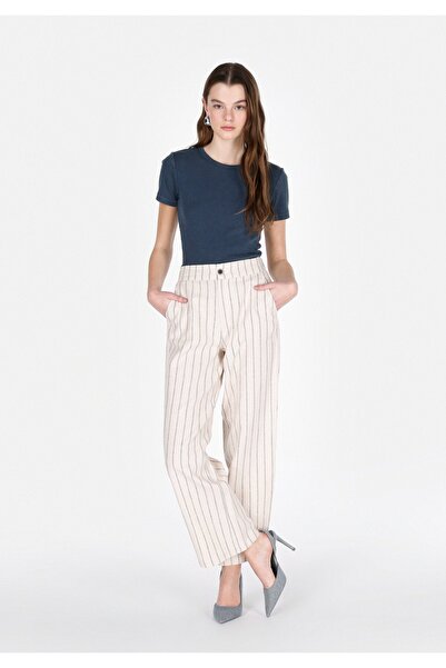 Colin's Γυναικείο παντελόνι εκρού με κανονική εφαρμογή, ψηλή μέση και φαρδιά ...