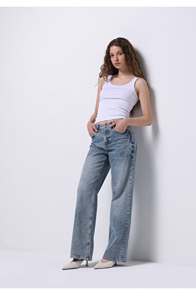 Colin's Regular Fit High Waist Wide Leg Women's Cotton Light Indigo Denim Jea...