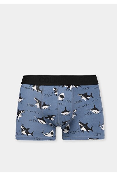Colin's Modern Fit Baskılı Erkek Mavi Boxer