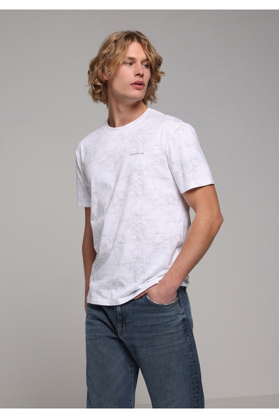 Colin's Мъжка бяла тениска с къс ръкав, стандартна кройка и щампа