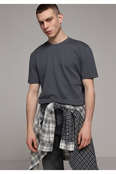 Colin's Tricou cu mânecă scurtă, antracit, cu gât rotund, cu croială normală