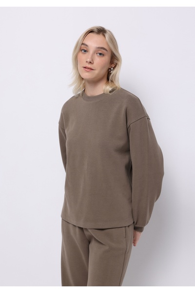 Colin's Світшот жіночий бежевий, прямий крій, круглий виріз