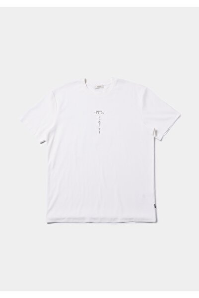 Colin's Tricou alb cu mânecă scurtă pentru bărbați, cu gât rotund, jacquard