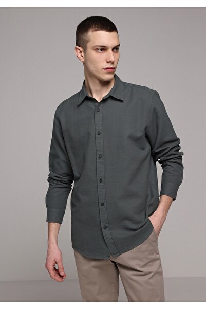 Colin's Regular Fit Shirt Neck Düz Erkek Yeşil Uzun Kol Gömlek