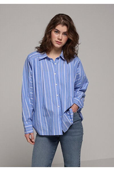 Colin's Модни ризи с лента на врата, дамски сини ризи с дълъг ръкав