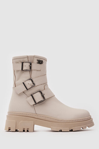 TOGO Bej Floater Hakiki Deri Kadın Casual Bot [060177]