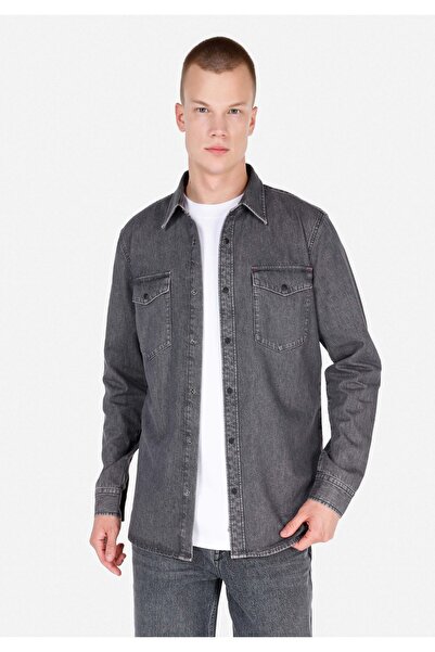 Colin's Regular Fit Classic Collar Pocketed Men's Blue Long Sleeve Shirt