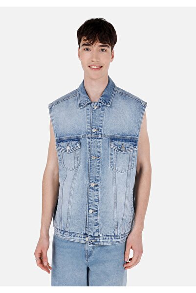 Colin's Oversize Classic Collar Buttoned Unlined Men's Navy Blue Vest