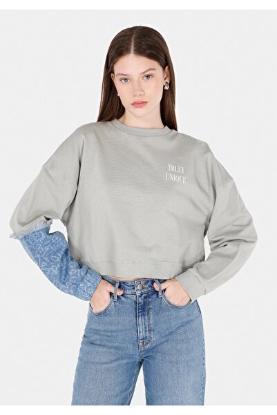 Colin's Hanorac verde pentru femei, cu gât rotund, cu potrivire normală