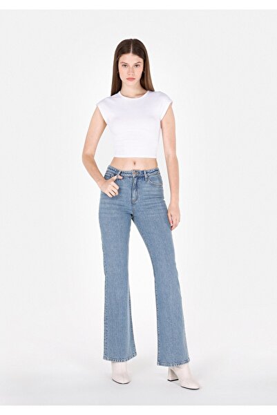 Colin's Дамски зелени дънки с редовна кройка, средна талия и широки крачоли