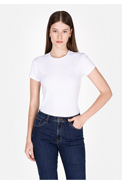 Colin's Сlim Fit круглий комір прямий жіночий білий короткий рукав футболка