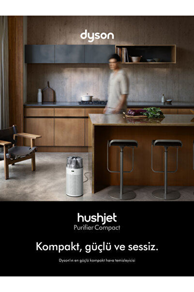 DYSON HushJet™ Kompakt Hava Temizleyici, 100 m2’ye Kadar Etkili, Fısıltı Kadar Sessiz, Elektrostatik ve Aktif Karbon Filtre (Beyaz/Gümüş)​