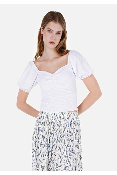 Colin's Slim Fit V-Neck Απλό γυναικείο μπλουζάκι λευκό καρπούζι