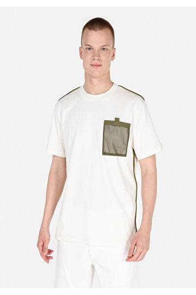 Colin's Мъжка тениска с къс ръкав, райета, екрю и стандартна кройка с кръгло ...