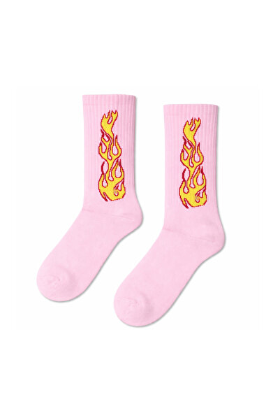 CARNAVAL SOCKS Πολύχρωμες κάλτσες με ροζ φλόγα