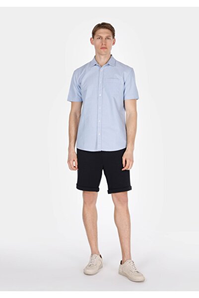 Colin's Regular Fit Mid Waist Plain Men's Navy Blue Shorts