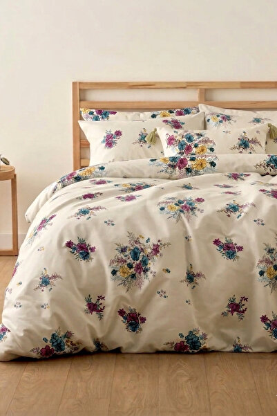 LaLiva Demet Güller Double Bed - Elastic Sheets - Cotton Duvet Cover Set