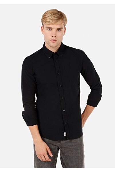 Colin's Slim Fit Shirt Neck Erkek Siyah Uzun Kol Gömlek