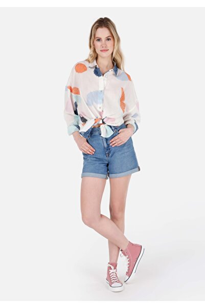 Colin's Дамски сини дънкови шорти с висока талия Mom Fit