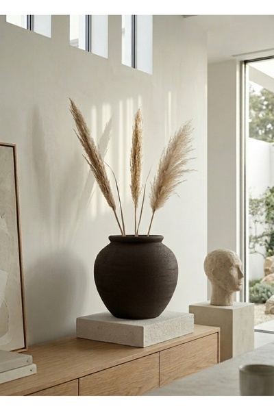 Yalda atelier Handmade büyük Vega Dokulu Dekoratif Vazo | El Yapımı Modern Sa...