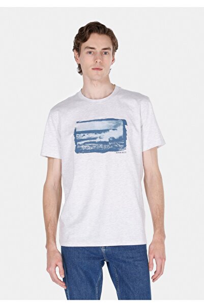 Colin's Tricou pentru bărbați, cu croială normală, guler rotund, uni, ecru, c...