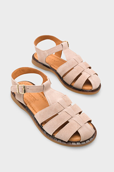 Capone Outfitters Corrine Genuine Suede Gladiator Flat Heeled Women's Sandals