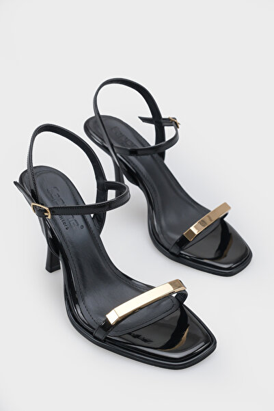 Capone Outfitters Reggi Flat Toe Metal Single Strap Mid Heel Ankle Strap Wome...