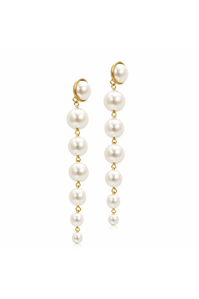 Pursehuit Cercei aurii, cu clipsuri, lungi, cu perle, Irmelin C5