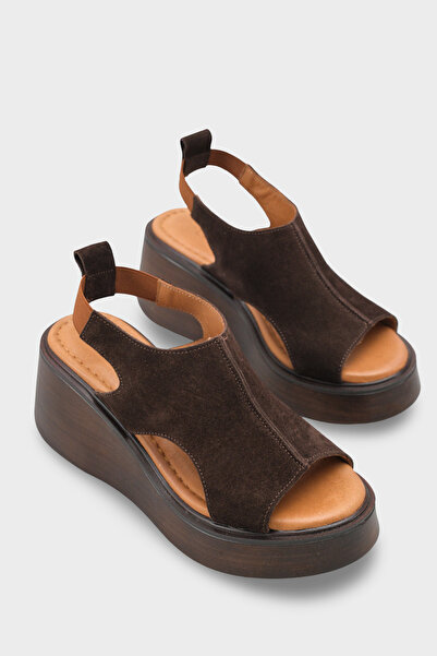 Capone Outfitters Brena Genuine Suede Cross-Strapped Wedge Heel Women's Sandals