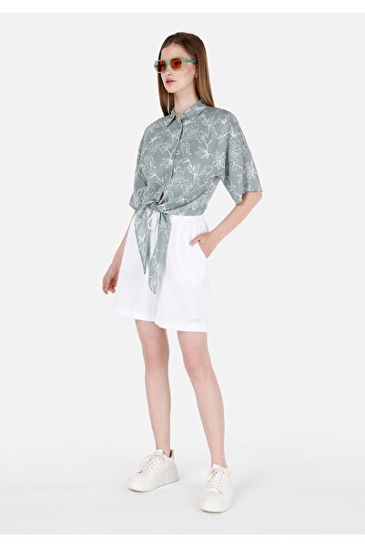 Colin's Regular Fit Orta Bel Cepli Kadın Beyaz Şort