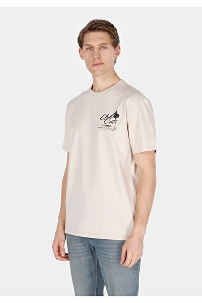 Colin's Comfort Fit Круглий комір Прямий чоловічий бежевий принт Короткий рук...