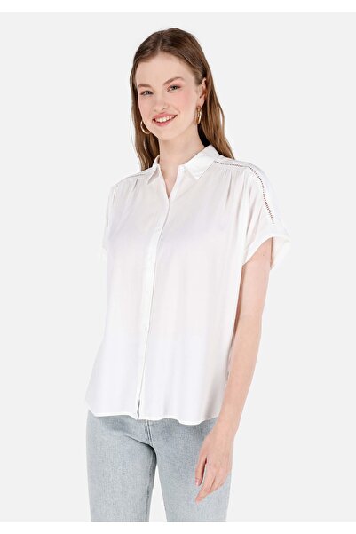 Colin's Regular Fit Shirt Neck Kadın Beyaz Kısa Kol Gömlek
