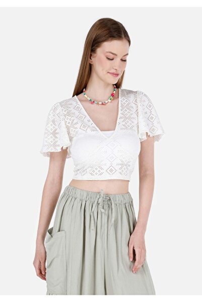 Colin's Slim Fit V-Neck Women's White Short Sleeve T-Shirt