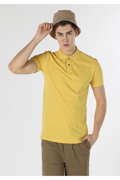 Colin's Slim Fit Polo Gât bărbați șofran polo cu mânecă scurtă