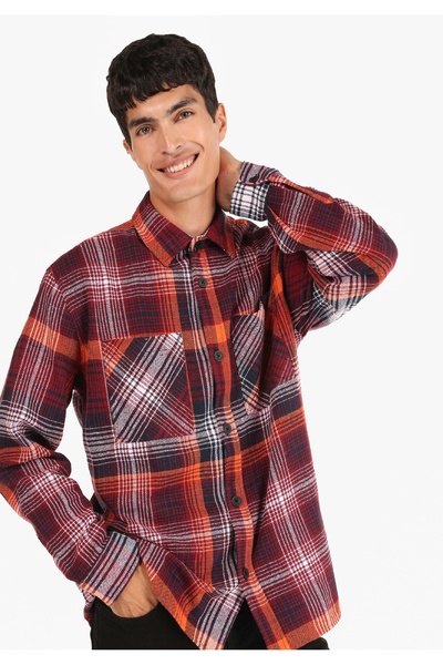 Colin's Red Regular Fit Men's Long Sleeve Shirt - Checkered