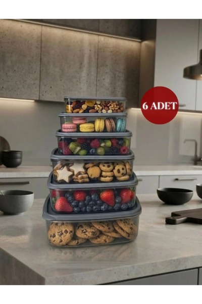Okyanus Home Stackıt Saklama kabı 6 parça Antrasit