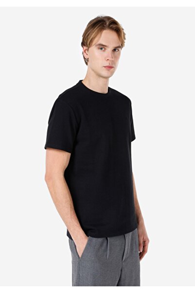 Colin's Tricou negru cu mânecă scurtă pentru bărbați, cu croiala normală, cu ...