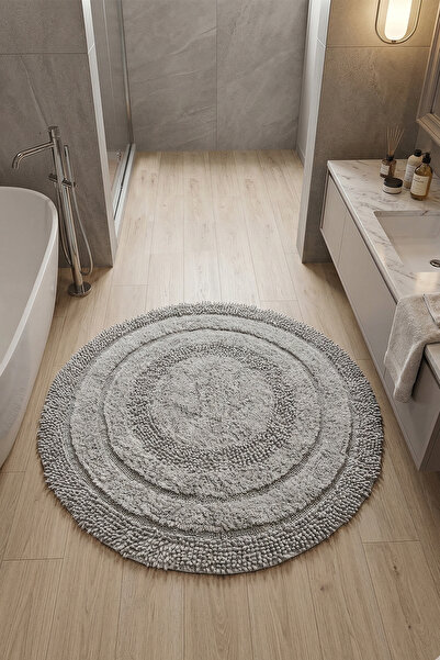 Chilai Home Macoroni Gri 100x100 Cm Banyo Halısı, Paspası %100 Doğal Pamuklu.