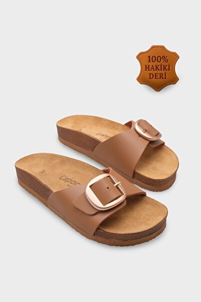 Capone Outfitters Δερμάτινες παντόφλες Lee με μεγάλη ανατομική σόλα από φελλό