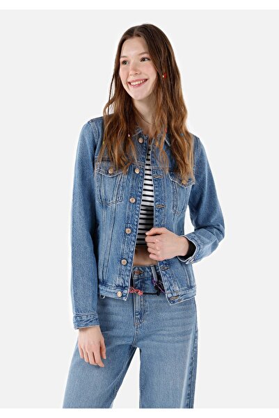 Colin's Дамско синьо дънково яке Slim Fit