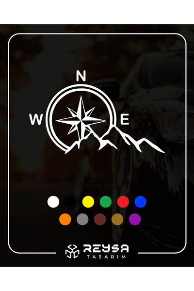 Reysa Tasarım ستيكر جبل وبوصلة 25x20 سم أبيض