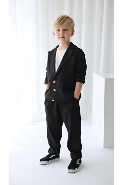 Catz Kids Μαύρο Χαλαρό Μπουφάν + Μαύρο Παντελόνι Καρότο