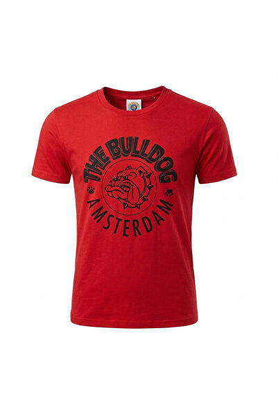 SAFECARE Κόκκινο μπλουζάκι The Bulldog Amsterdam Αυθεντικό Μαύρο Λογότυπο Μέγ...